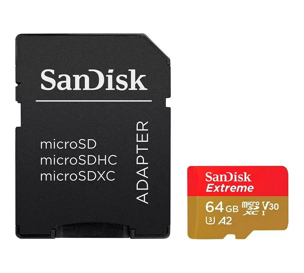 Карта пам'яті microSDXC (UHS-1 U3) SanDisk Extreme For Action Cams and Drones A2 64Gb class 10 V30 (R170MB/s,W80MB/s) (adapter) Київ - фото 1