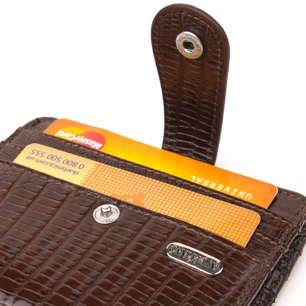 Фактурний гаманець для чоловіків з натуральної шкіри CANPELLINI 21691 Коричневий Київ - фото 3