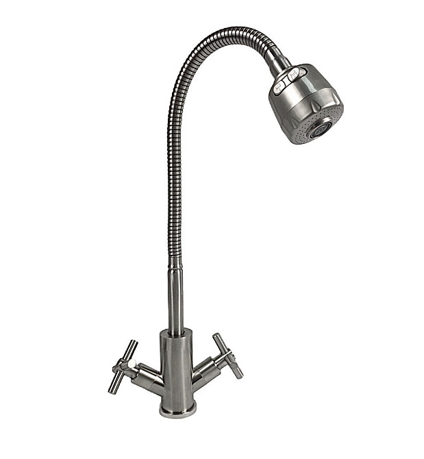 Кухонний змішувач Mixxus DVE 011 з гнучким гусаком двовентильний нержавіюча сталь Чернівці - фото 4