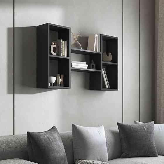 Навісна полиця VAYS M-11, з нішами для книг і декору, ЛДСП, 100×18×60 см - для вітальні, спальні, кабінету Львів