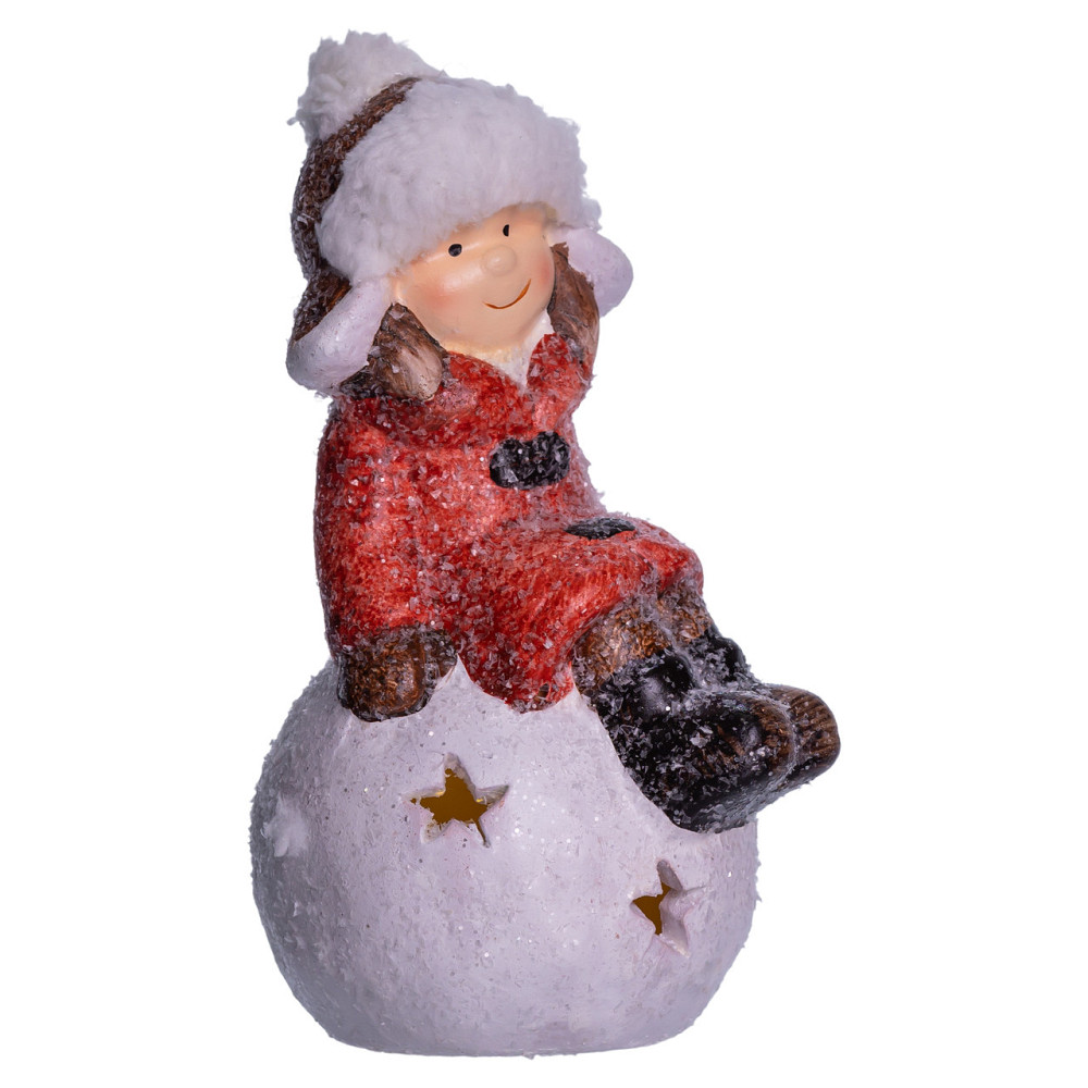 Новорічна декоративна фігурка з підсвіткою 9.5×8×16 (см) Новорічний декор Дівчинка на сніговій кулі з порцеляни CR-5-19 Коломия - фото 2