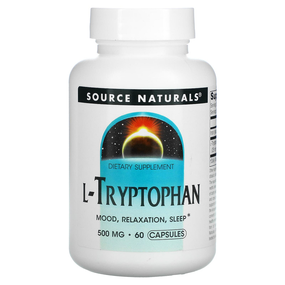 Триптофан, L-Tryptophan, Source Naturals, 500 мг, 60 капсул Луцк - изображение 1