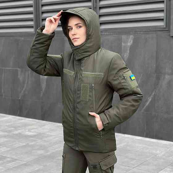 Женская зимняя хаки куртка с капюшоном Pobedov Winter Jacket Motive ЗИМА В2 Женская Киев