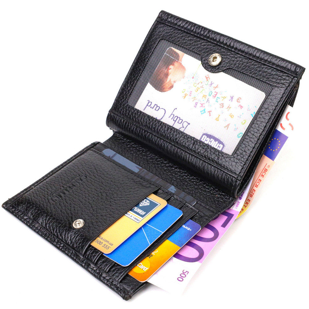 Кошелек для женщин среднего размера из натуральной кожи флотар CANPELLINI 21817 Черный Киев - изображение 3