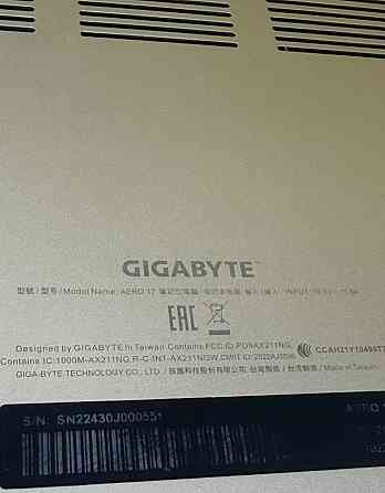 Ноутбук gigabyte aero 17 Харьков
