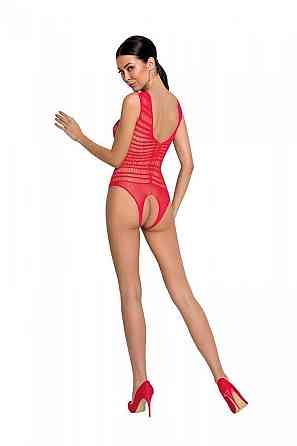 Бодістокінг з доступом Passion BS086 red, вертикальна сітка, виріз на спинці Sex Aura Київ