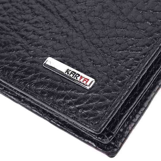 Невеликий гаманець без застібки з натуральної зернистої шкіри KARYA 21364 Чорний Київ