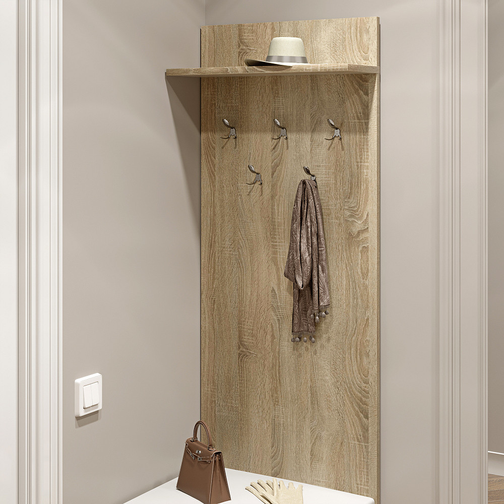 Вешалка на стену Эверест Соната-600 60х130 см Дуб сонома (DTM-2120) Львов - изображение 1