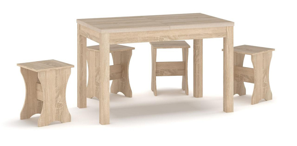 Стол не раздвижной + 4 табурета (комплект) Наполеон - Дуб Самоа Львов - изображение 1