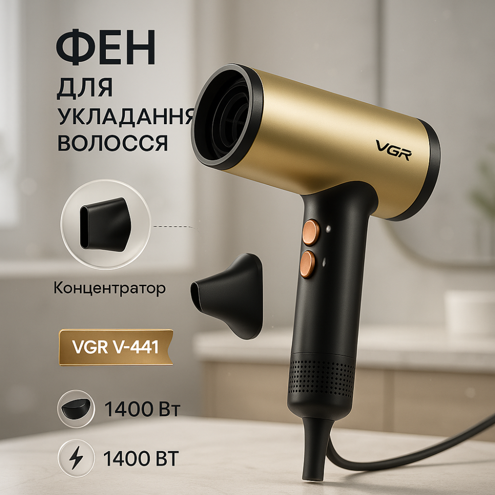 Профессиональный фен для объема VGR, Классический фен для сушки и укладки волос волос от сети WO-31 Львов - изображение 15