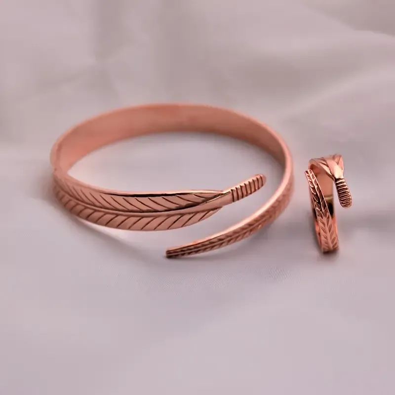 Набор медных украшений — браслет и кольцо с пером Киев - изображение 6