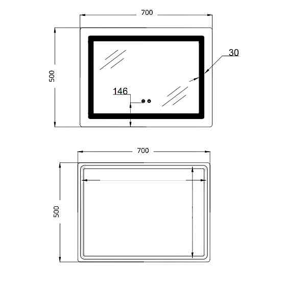 Зеркало Lidz Kubis (KU2) 700х500 с LED-подсветкой Touch, с антизапотеванием, с диммером, рег. яркости LD78LF90448486 Киев