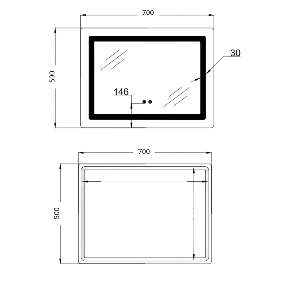 Зеркало Lidz Kubis (KU2) 700х500 с LED-подсветкой Touch, с антизапотеванием, с диммером, рег. яркости LD78LF90448486 Киев - изображение 2