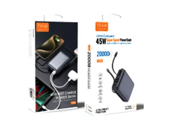 Power Bank TUGII Y245 20000 мАг, 77Вт · год, PD 45Вт, QC 22.5Вт, для ноутбука та MacBook Одеса