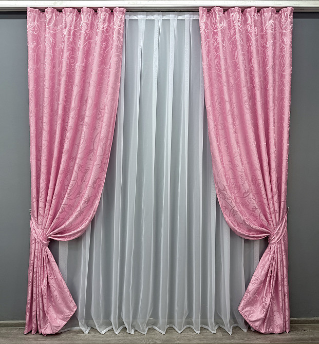 Комплект готових штор VR-Textil Жакард № 1731ш Рожевий 150х270 см 2 шт (33-0704) Київ - фото 2