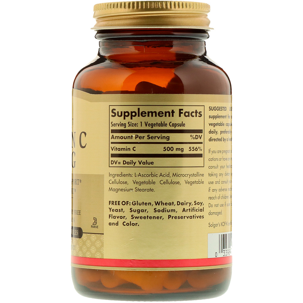 Витамин С (Vitamin C), Solgar, 500 мг 100 капсул Киев - изображение 3