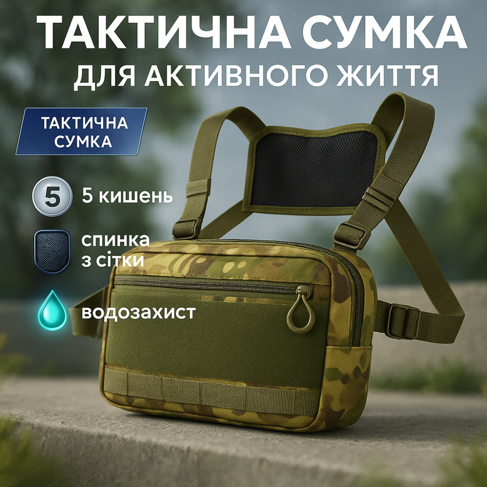 Сумка через плечо из военной ткани, Мужская уличная сумка через плечо, Практичная сумка-мессенджер OA-42 Львов - изображение 18