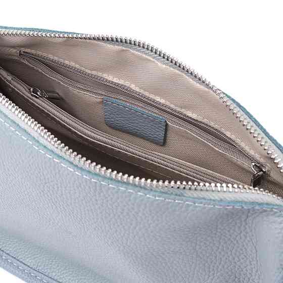 Напівкругла сумка для жінок з натуральної шкіри Сіро-блакитний (Vintage) Київ