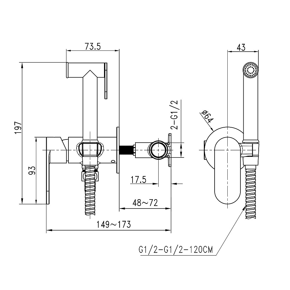 Змішувач гігієнічний TOPAZ BARTS TB 077106-H36 Луцьк - фото 7