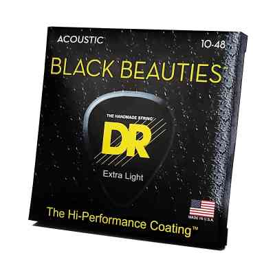 Струни для гітари DR Strings Black Beauties Acoustic - Extra Light (10-48) (BKA-10) Вінниця
