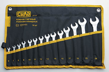 Набір рожково-накидних ключів в чохлі CrV 6-22 мм, 11 шт, СИЛА Харків - фото 1