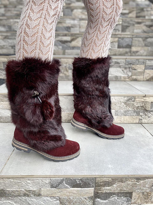 TopS Унти жіночі TopS бордові натуральна замша хутро зима (АР-65) Коломыя - изображение 5