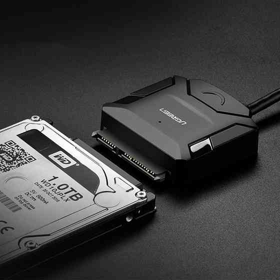 Перехідник USB 3.0 Type-A --> SATA III (F) + DC Adapter, CR108 UGREEN чорний Вінниця