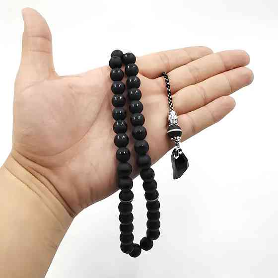 Агатові чотки RESTEQ з металевим китицем — 33 намистини по 10 мм, 27 см, чотки з агату Київ