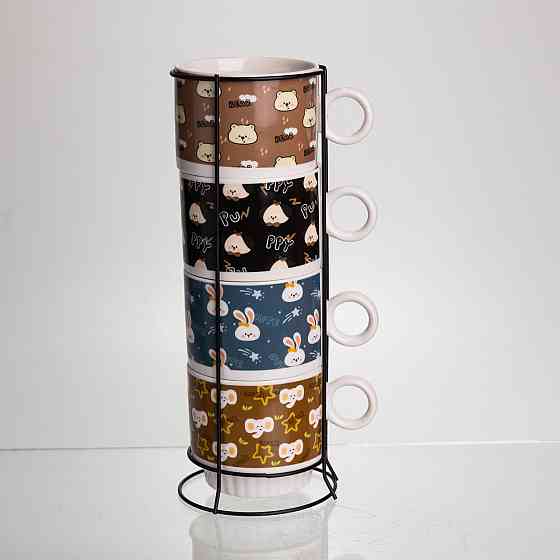 Набор фарфоровых чашек для детей на металлической подставке Toys 4 (шт) по 300 (мл) подарочный набор чашек FM-15 SBR Киев