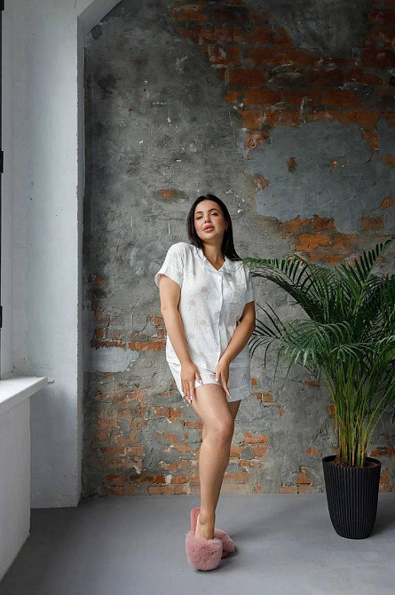 Жіноча піжама з шортами муслінова Молочний кролики XL Харків - фото 4