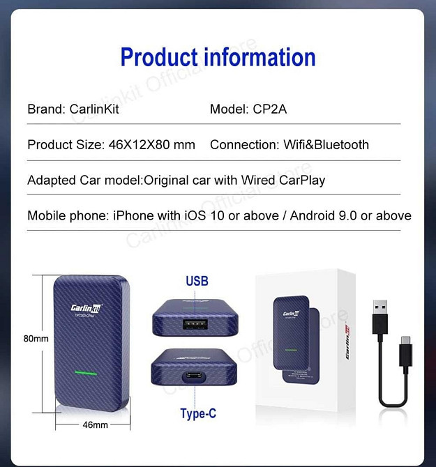 CarlinKit 4.0 адаптер для безпроводного Apple CarPlay Android Auto. Киев - изображение 2