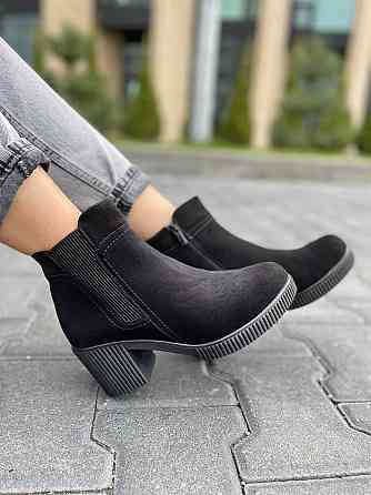 Черевики жіночі VESNA чорні замша натуральна висота 12см каблук 7см (5029) Коломия