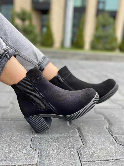 Черевики жіночі VESNA чорні замша натуральна висота 12см каблук 7см (5029) Коломыя - изображение 4