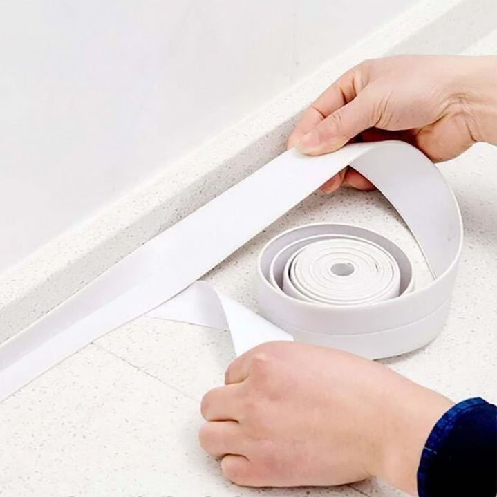 Клейкая Лента-изолятор бордюрная для ванной,  самоклеющаяся, 38мм 3.2м (Белый) Waterproof Tap Одесса - изображение 4