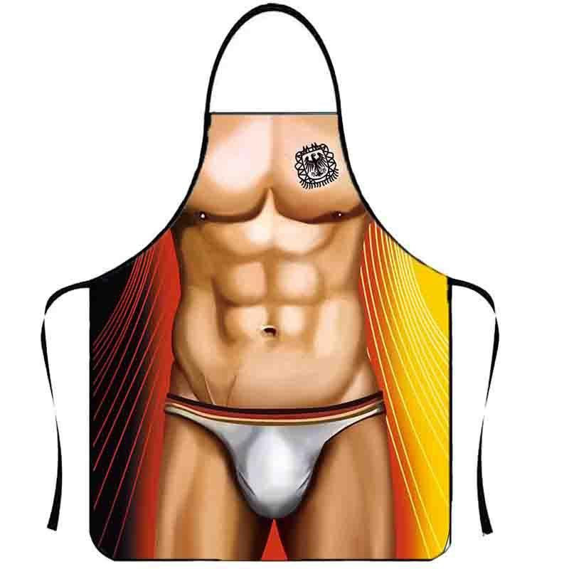 Фартук мужской с приколом с принтом мускулистого торса 73 на 57 см разноцветный Киев - изображение 3