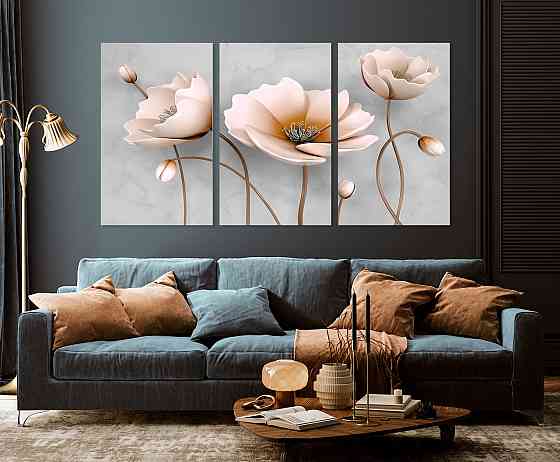 Модульна картина у вітальню/ спальню    Маки       ART-092_3A 100х150 см Київ