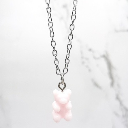 Дитячий кулон желейний ведмедик, білий - довжина 48см, смола, цинковий сплав Київ - фото 1