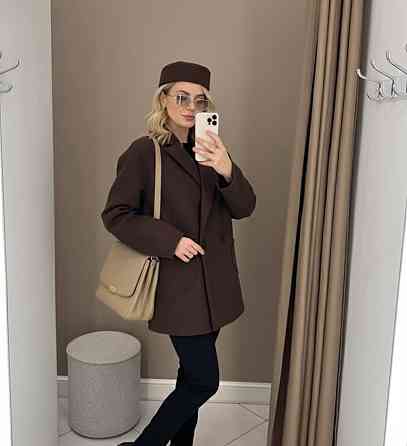 Женское элегантное пальто на подкладке турецкий кашемир Шоколад, 48/52 Одесса