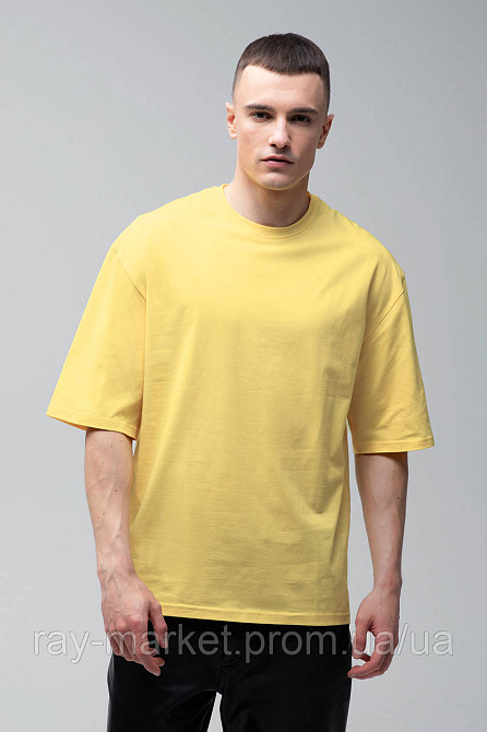 Набір футболок оверсайз чоловічих 2 шт "U0104-Grey-Lemon" XXL/3XL Київ - фото 3