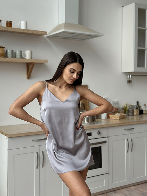 Шелковая ночная рубашка Серый 3XL/4XI Харьков - изображение 2