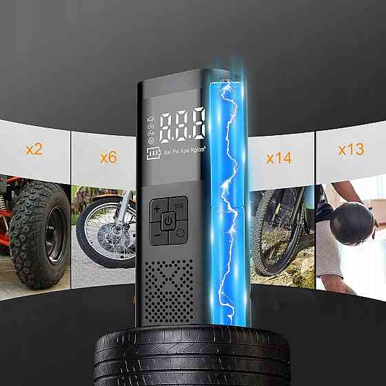 Портативний автомобільний насос 150PSI 12V з акумулятором 6000mAh — насос-повербанк для накачування шин та зарядки гаджетів Київ