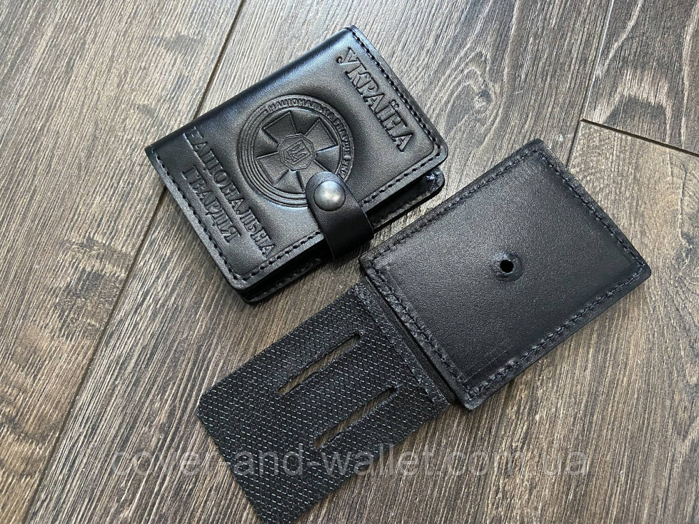 Обкладинка "Національна гвардія" на кнопці під жетон із натуральної шкіри преміум класу Київ - фото 1