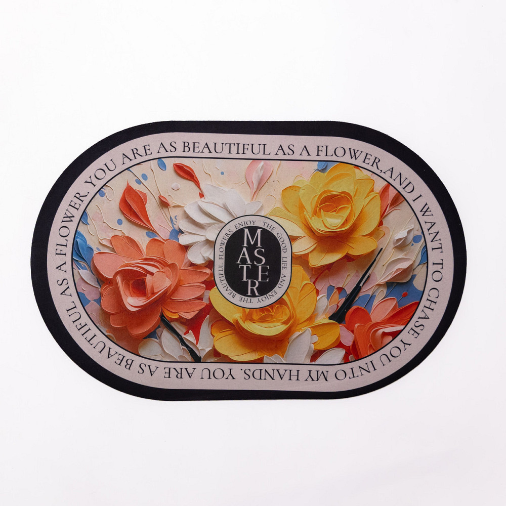 Диатомитовый 3d коврик для овальный дома Beautiful Flowers 38×58 (см) влаговпитывающий коврик для кухни ванны и туалета HP-42-55 Киев - изображение 1