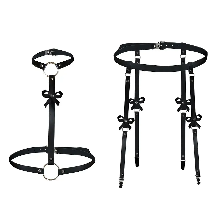 Шкіряний набір з портупеї та гартерів Art of Sex - Venecia, розмір XS-2XL, колір Чорний Львов - изображение 4