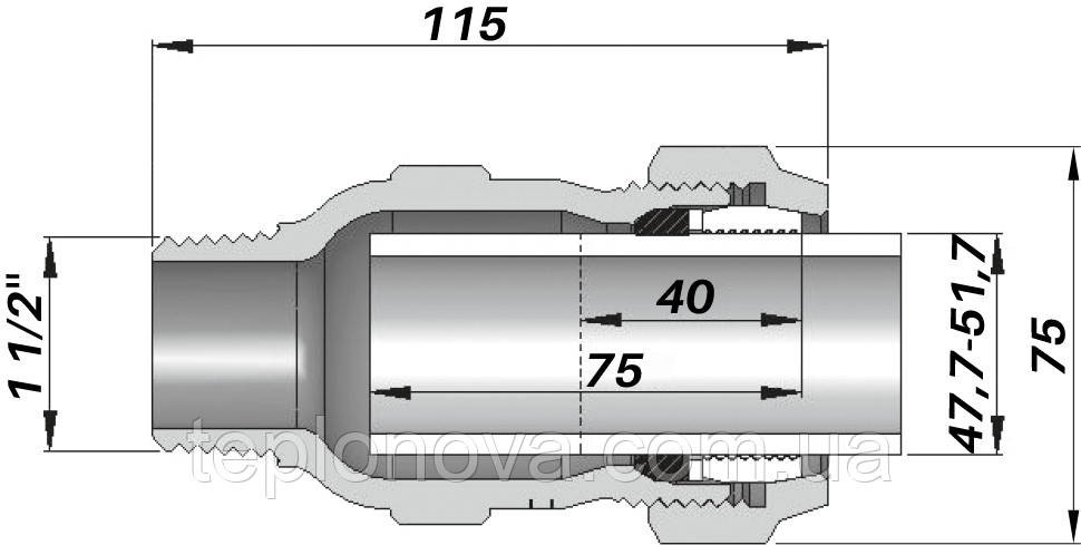 Соединение прямое зажимное с наружной резьбой DN40(47,7-51,7 мм) х 1 1/2″ AK AGAflex Черновцы - изображение 3