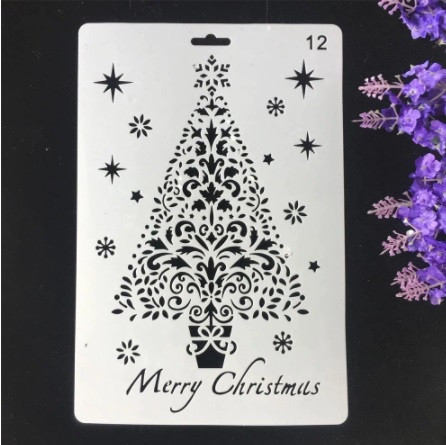 Новорічний трафарет Ялинка 17 на 26 см сірий Київ - фото 1