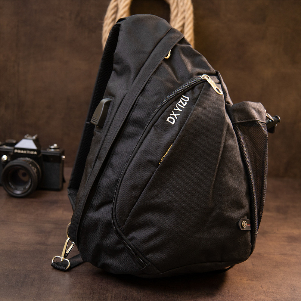 Сумка унисекс через плечо смарт текстильная Vintage 20550 Черная Киев - изображение 7