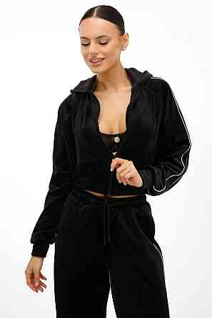 Жіночий прогулянковий велюровий костюм-двійка Чорний, 48/52 Одеса