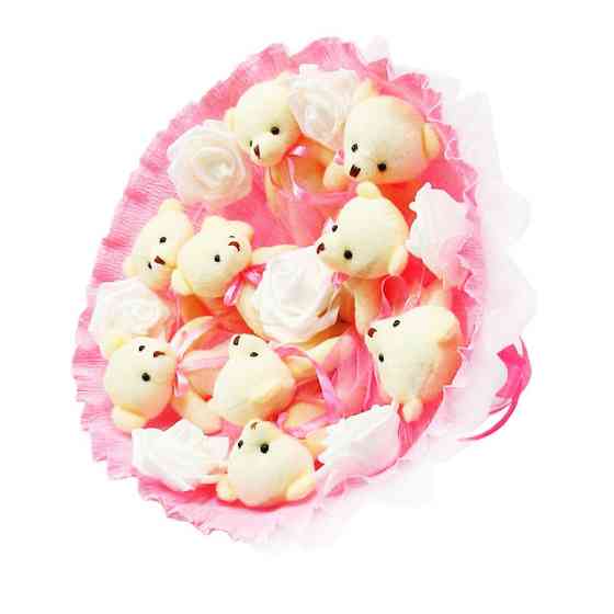 Букет з м'яких іграшок 9 ведмедиків 5337IT рожевий Вінниця
