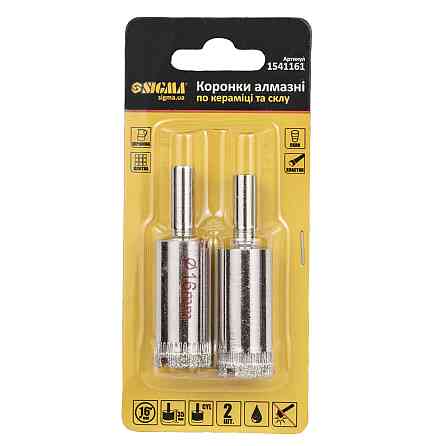 Коронки алмазные по керамике и стеклу Ø16мм (КРАТНО 2шт) SIGMA (1541161) Киев